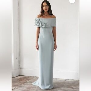 Elegant Pale Blue Off-Shoulder Dress